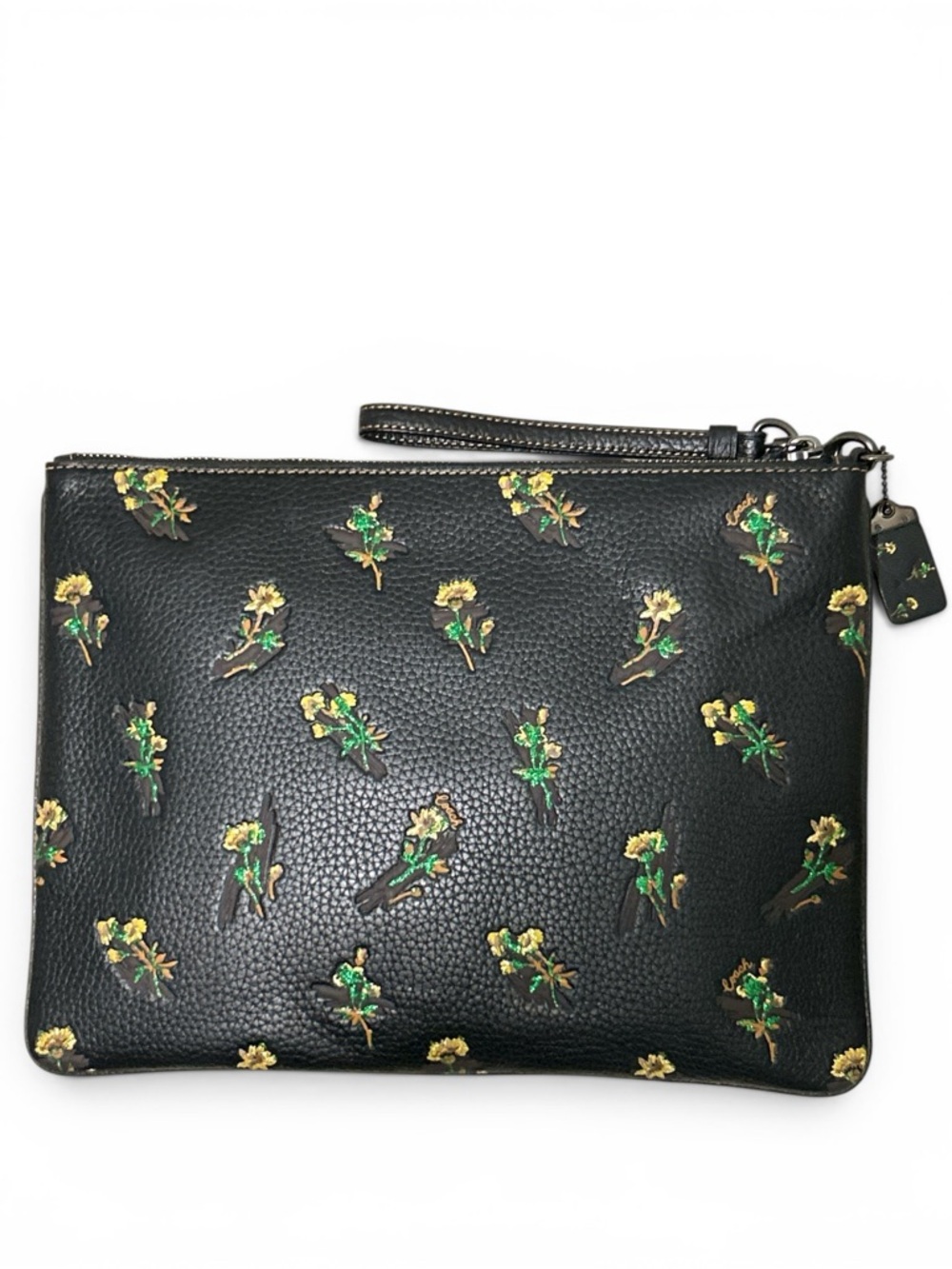 COACH Pyramid Eye Turnlock Wristlet/Clutch 30 Embossed Pebble Leather - Picture 7 of 10